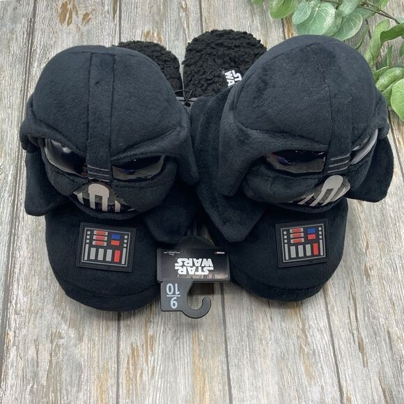 Star Wars Men's 3D Darth Vader Character Comfy Slippers Shoes Size 9/10 - Picture 1 of 12
